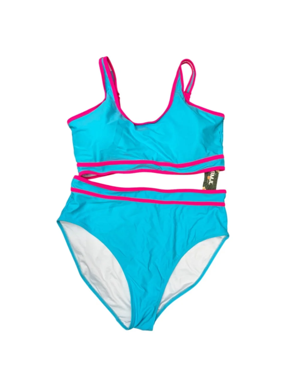 NWT BMJL Women’s XL Aqua Hot Pink High Waist Two Piece Swimsuit